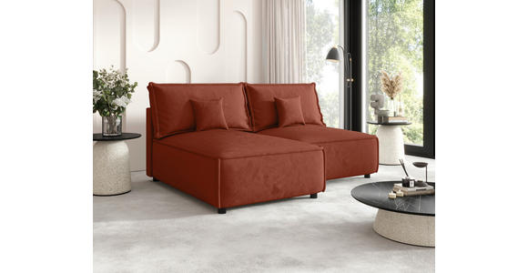 ECKSOFA Terracotta Webstoff Zierkissen, Rückenkissen, Rücken echt  - Terracotta/Schwarz, MODERN, Kunststoff/Textil (153/200cm) - Xora