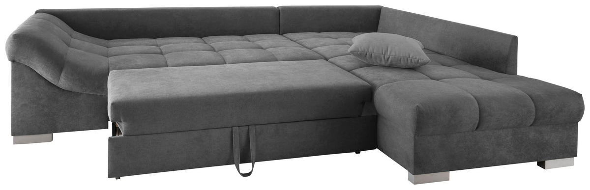 ECKSCHLAFSOFA Dunkelgrau Mikrofaser  - Dunkelgrau/Silberfarben, Design, Holz/Textil (298/202cm) - MID.YOU
