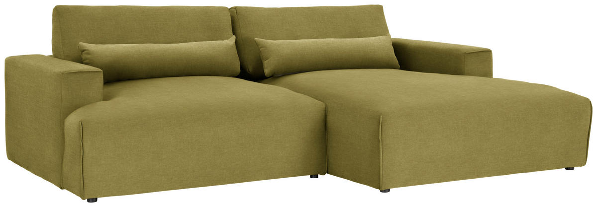 ECKSOFA Felicia in Struktur Olivgrün  267/187 cm  - Schwarz/Olivgrün, Design, Kunststoff/Textil (267/187cm) - Stylife