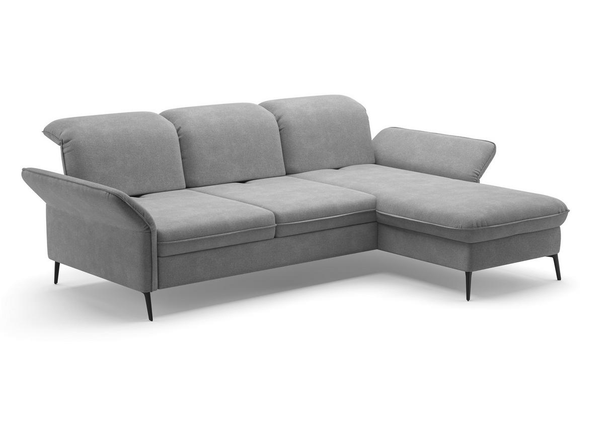 ECKSOFA in Flachgewebe Grau  - Schwarz/Grau, Konventionell, Textil/Metall (264/198cm) - Sit & More