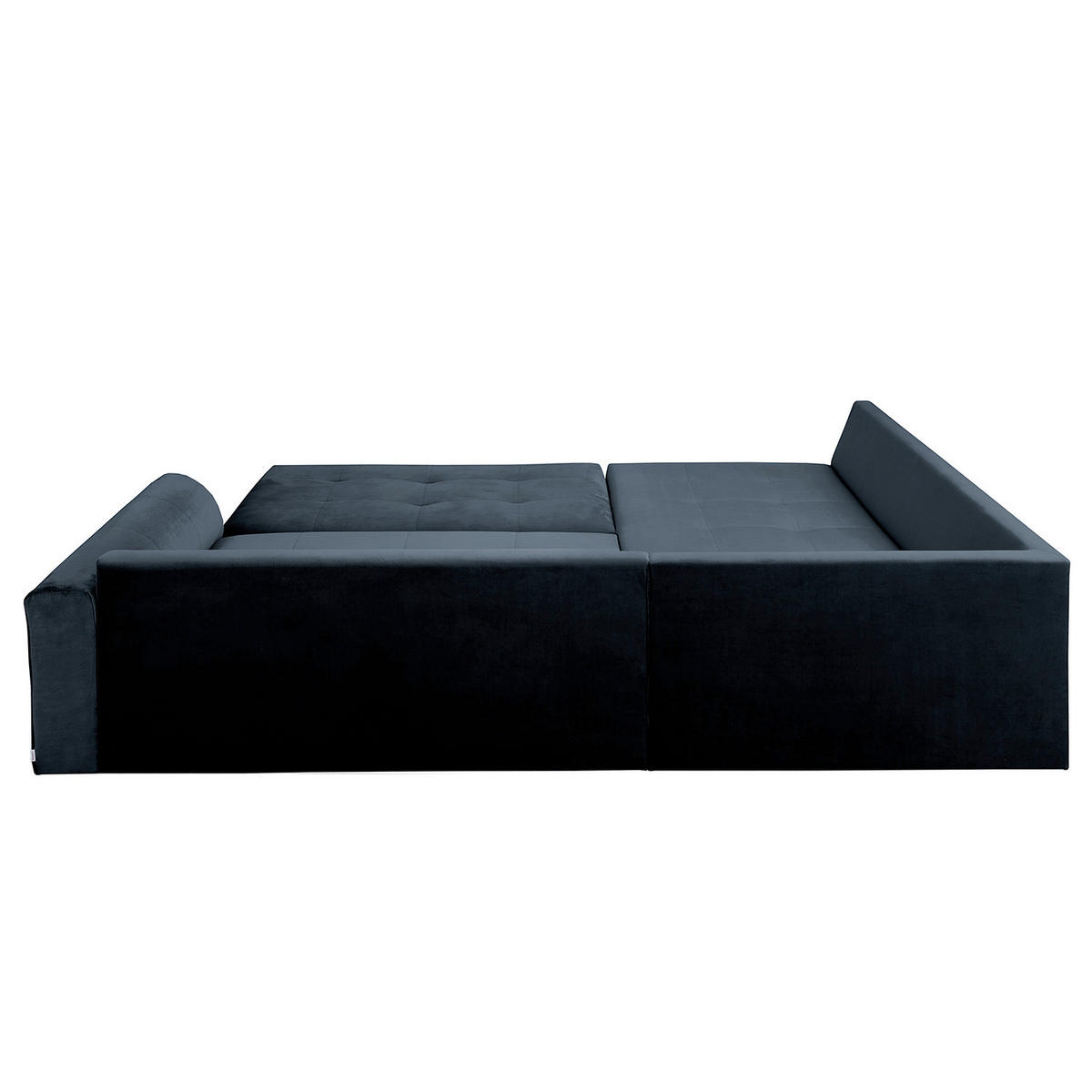 ECKSOFA inkl. Hocker Ariella Dunkelblau Samt Rückenkissen, Hocker  - Naturfarben/Dunkelblau, Design, Holz/Textil (161/231cm) - Livetastic