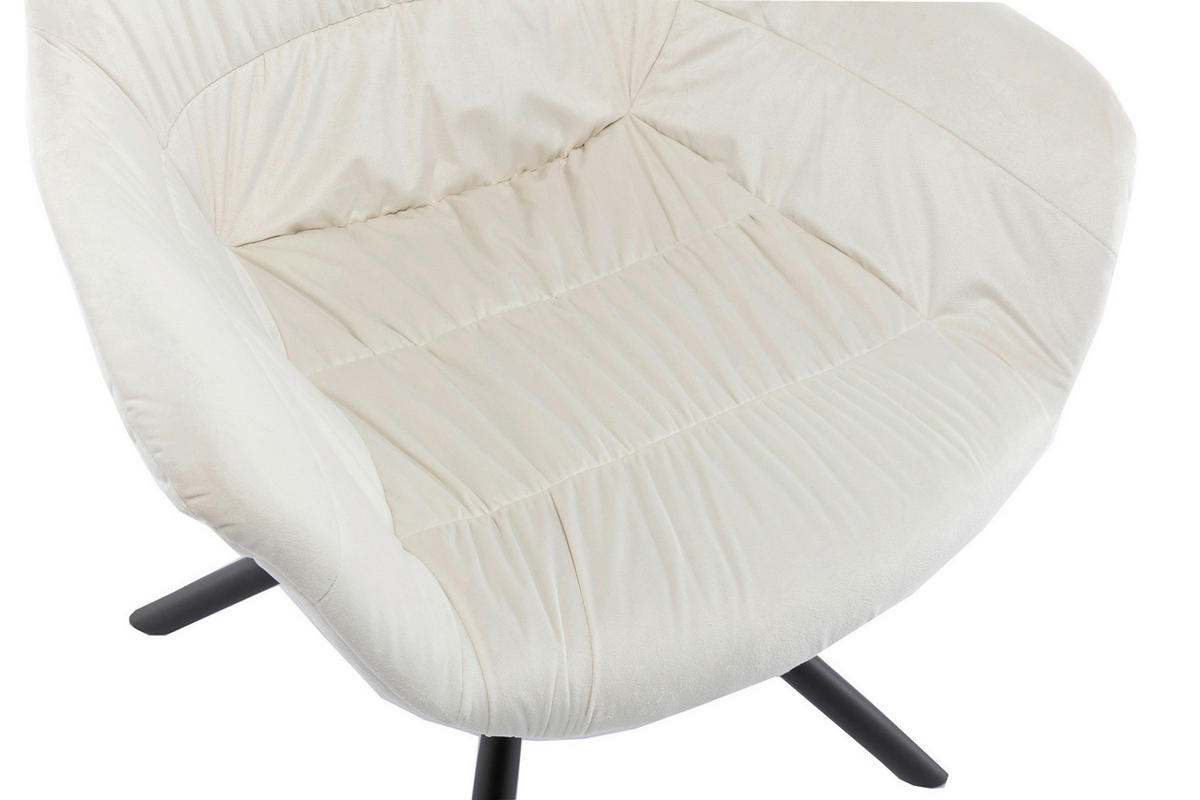ARMLEHNSTUHL  in Samt  - Creme/Schwarz, MODERN, Textil/Metall (64/82/63cm) - Livetastic