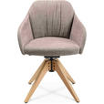 ARMLEHNSTUHL  in Velours  - Ecru/Eichefarben, Design, Holz/Textil (58/82,5-85,2/60cm) - Johann Jakob