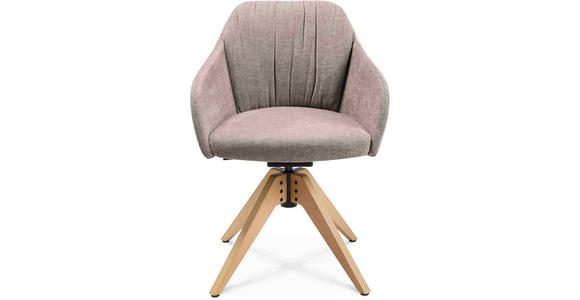 ARMLEHNSTUHL in Velours - Ecru/Eichefarben, Design, Holz/Textil (58/82,5-85,2/60cm) - Johann Jakob