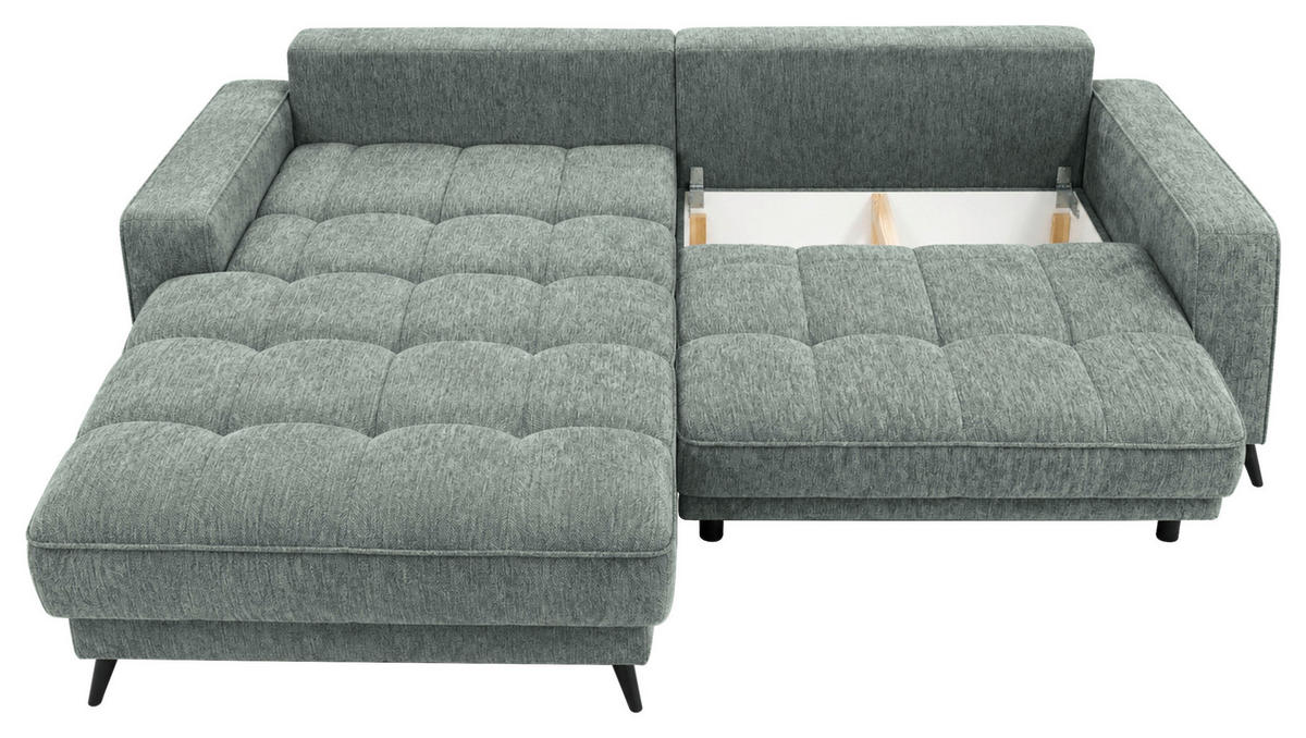 ECKSOFA Chenille Graugrün  - Schwarz/Graugrün, Design, Kunststoff/Textil (180/260cm) - Cantus
