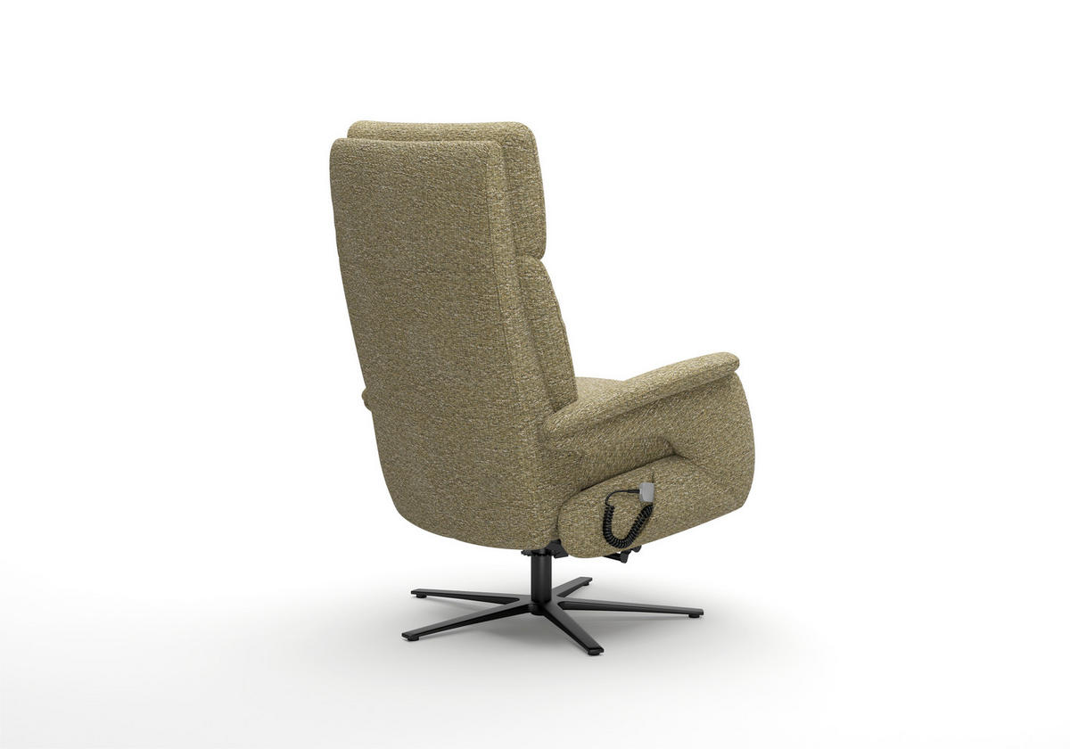 RELAXSESSEL TV TRIPLE SEVEN XTRA LARGE XL Chenille Kopfteilverstellung, Fußteilverstellung, Rücken echt    - Schwarz/Olivgrün, Basics, Textil/Metall (86/120/86cm) - Sit & More