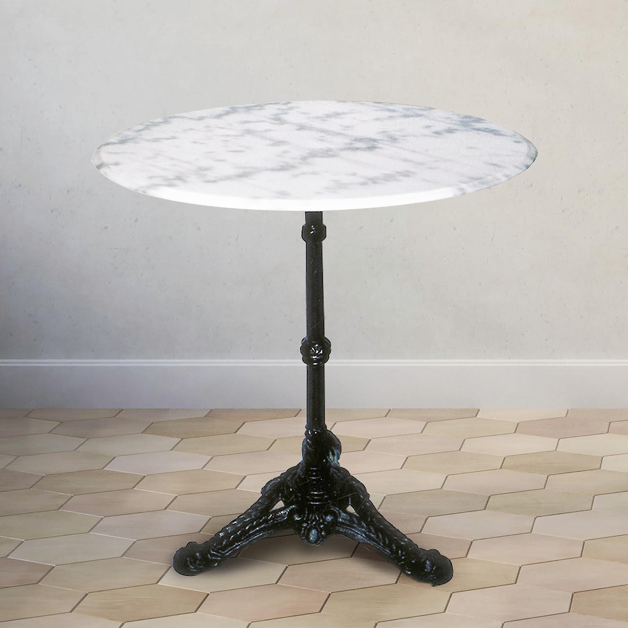 BISTROTISCH in Stein 60/60/73 cm  - Schwarz/Weiß, KONVENTIONELL, Stein/Metall (60/60/73cm) - Livetastic