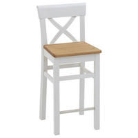 BARHOCKER Weiß, Laugenfarbig Kiefer massiv  - Laugenfarbig/Weiß, ROMANTIK / LANDHAUS, Holz (43,5/96/44cm) - Boxxx