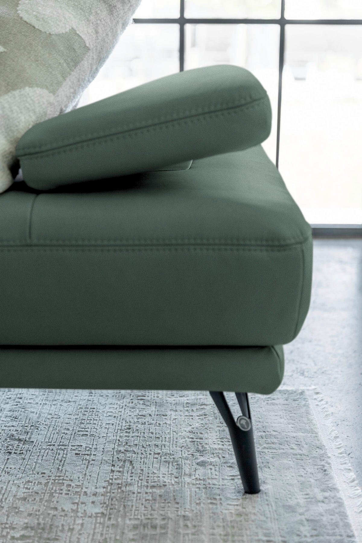 ECKSOFA Echtleder Opal  - Opal/Schwarz, Konventionell, Leder/Metall (301/180cm) - Joop!
