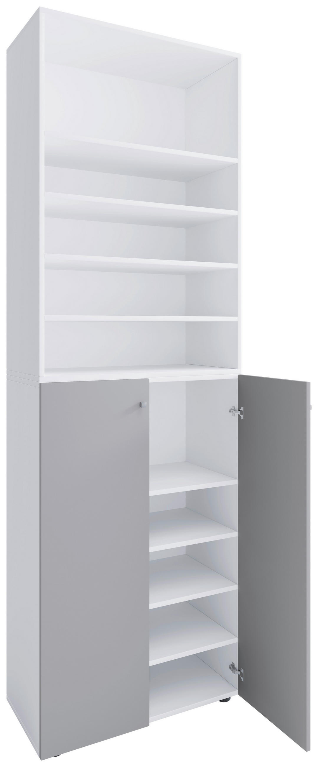 SCHUHSCHRANK Grau, Weiß  - Silberfarben/Schwarz, Design, Holzwerkstoff/Kunststoff (70/220/40cm) - MID.YOU