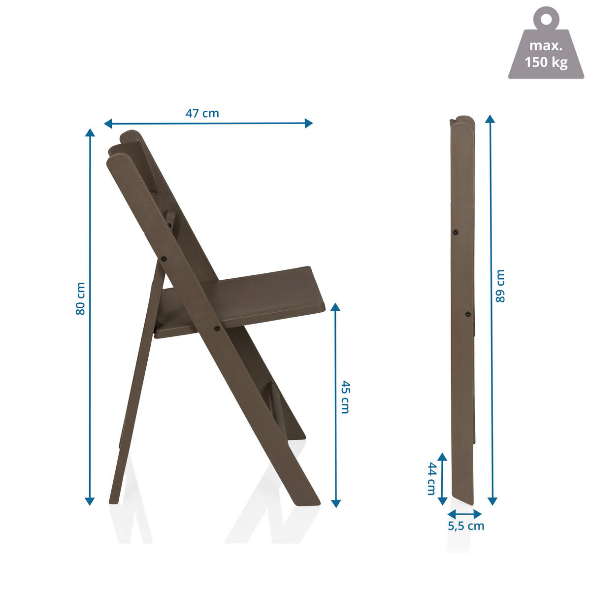 GARTENKLAPPSTUHL-SET in Kunststoff Braun  - Braun, MODERN, Kunststoff (44/80/47cm) - MID.YOU