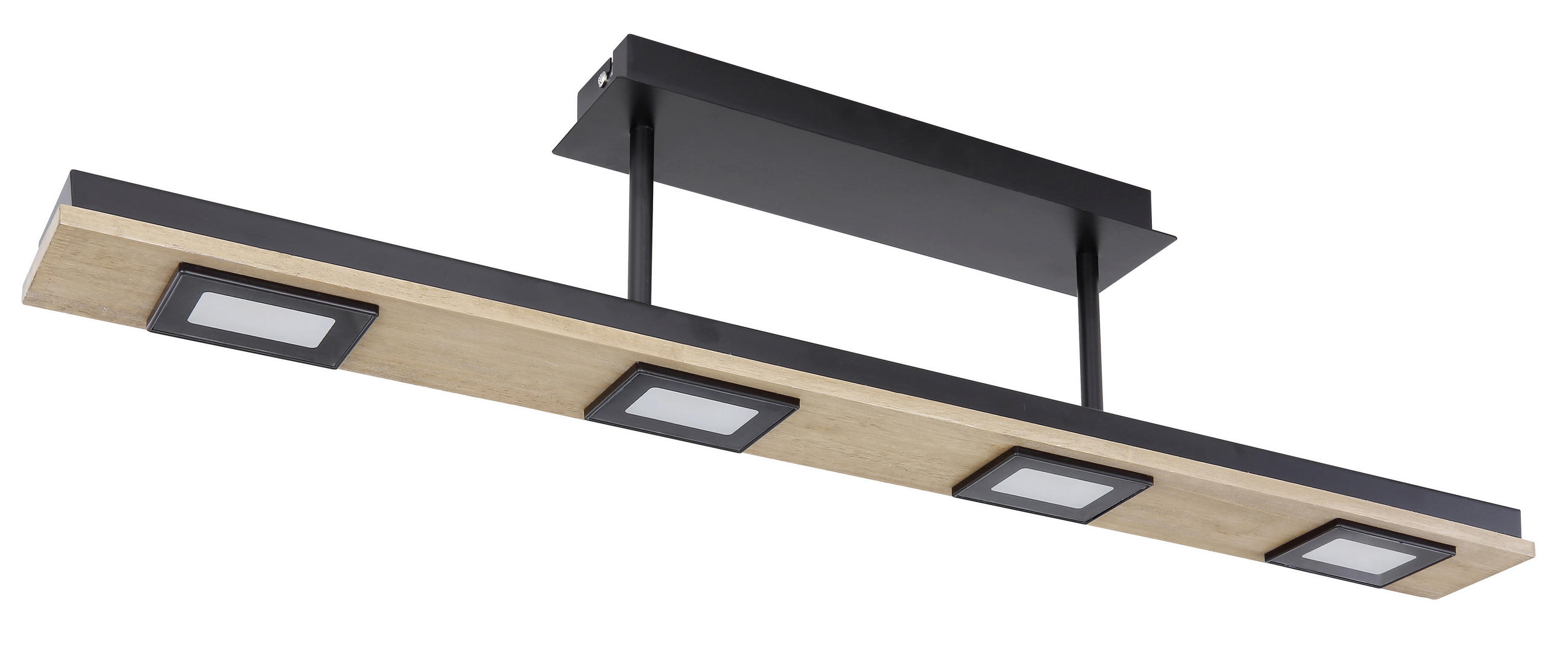 LED-DECKENLEUCHTE JOYA - Dunkelbraun/Schwarz, Natur, Glas/Holz (80/8/18cm) - Globo