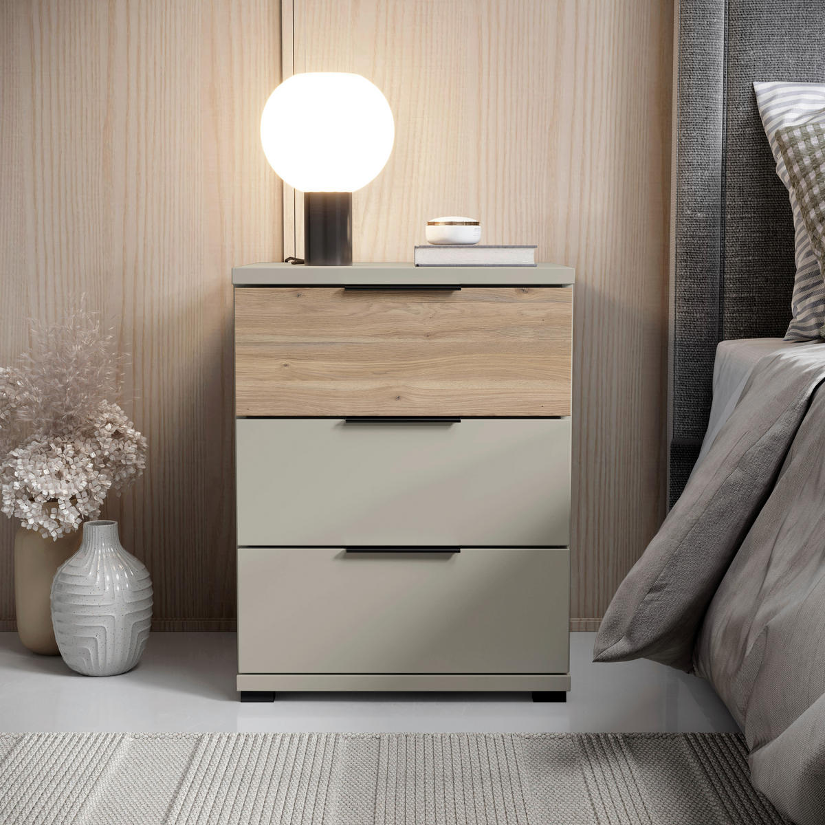 NACHTSCHRANK 46/61/42 cm  - Kaschmir/Eichefarben, Trend, Holzwerkstoff/Kunststoff (46/61/42cm) - Boxxx