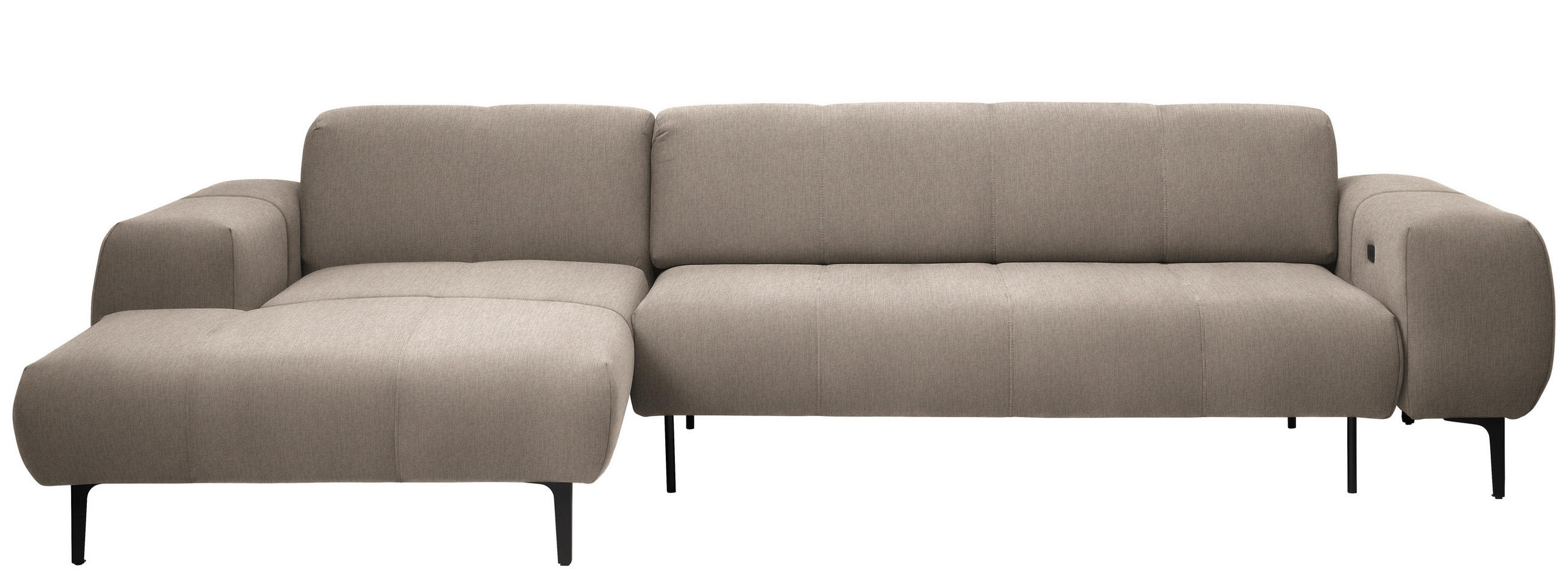ECKSOFA in Chenille Beige  - Beige/Schwarz, Design, Textil/Metall (167/311cm) - Xora