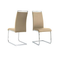 STOLSET 2 styck läderimitation  - silver/taupe, Design, metall/textil (42/101/58cm) - Livetastic