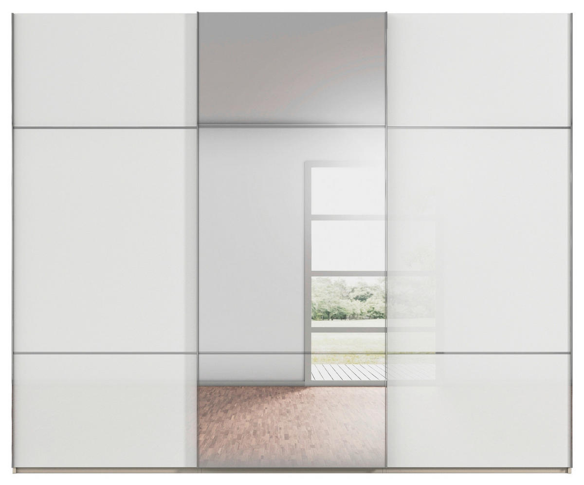 SCHWEBETÜRENSCHRANK in Weiss, Champagner  - Chromfarben/Weiss, Konventionell, Glas/Holzwerkstoff (242/223/68cm) - Novel