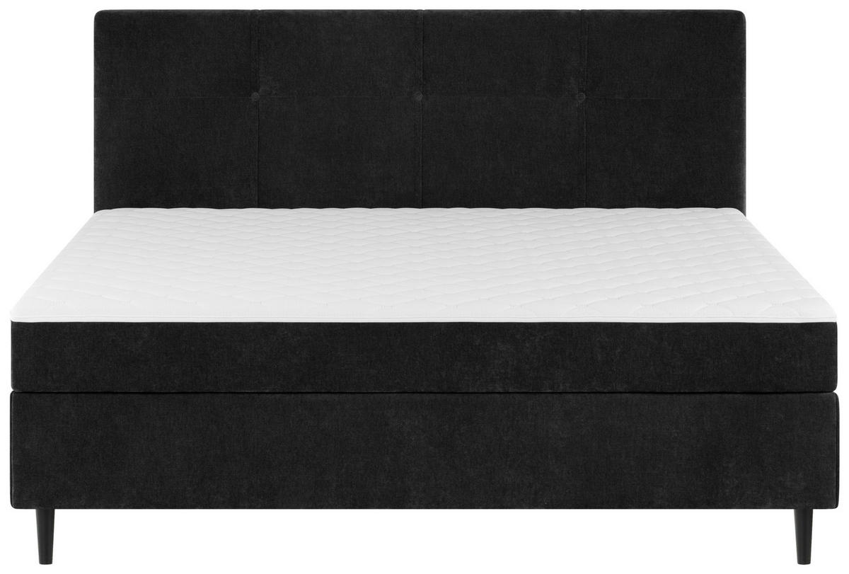 BOXBETT 160/200 cm,  in Schwarz, H3 + H3 = fest  - Schwarz, KONVENTIONELL, Holz/Textil (160/200cm) - Welnova
