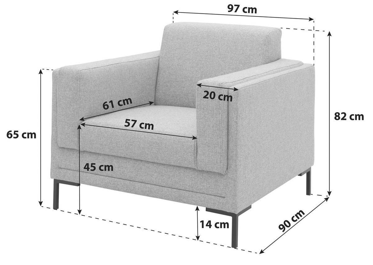 SESSEL in Webstoff Silberfarben  - Silberfarben/Schwarz, Design, Textil/Metall (97/82/90cm) - LOOKS by W.Joop