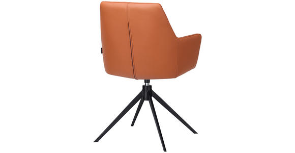 ARMLEHNSTUHL  Lederauswahl, Sitzfläche 360° drehbar, inklusive Armlehnen  Echtleder  - Cognac/Schwarz, KONVENTIONELL, Leder/Metall (59,5/87,5/63cm) - Novel