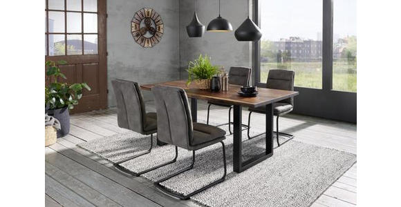 SCHWINGSTUHL in Metall, Textil Grau - Schwarz/Grau, Design, Textil/Metall (46/95/62,5cm) - Cantus