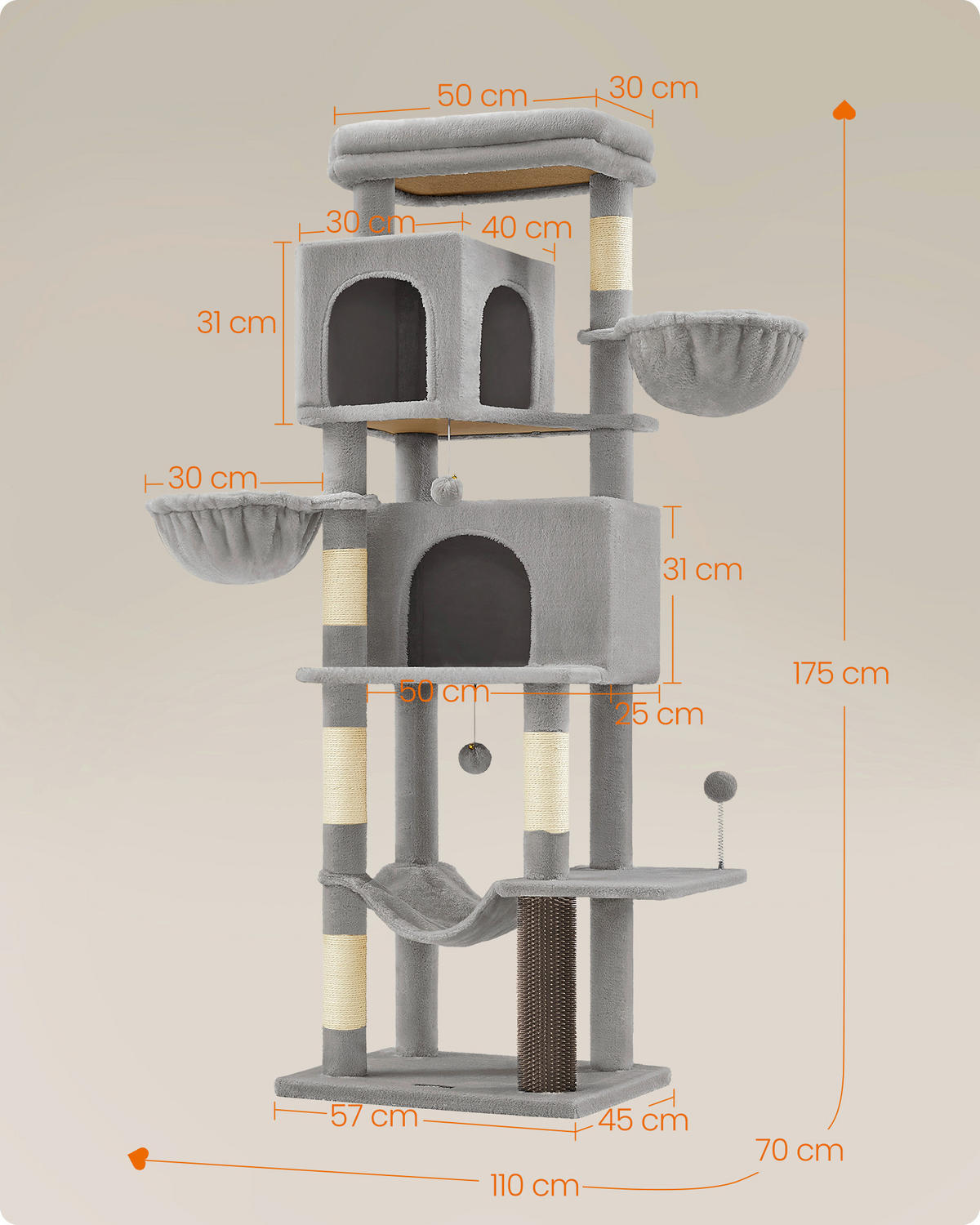 KRATZBAUM - Grau, Trend, Papier/Holzwerkstoff (110/70/175cm) - Boxxx