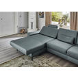 ECKSOFA  in Echtleder Blaugrau  176/334 cm  - Blaugrau/Schwarz, Design, Leder/Metall (176/334cm) - Dieter Knoll
