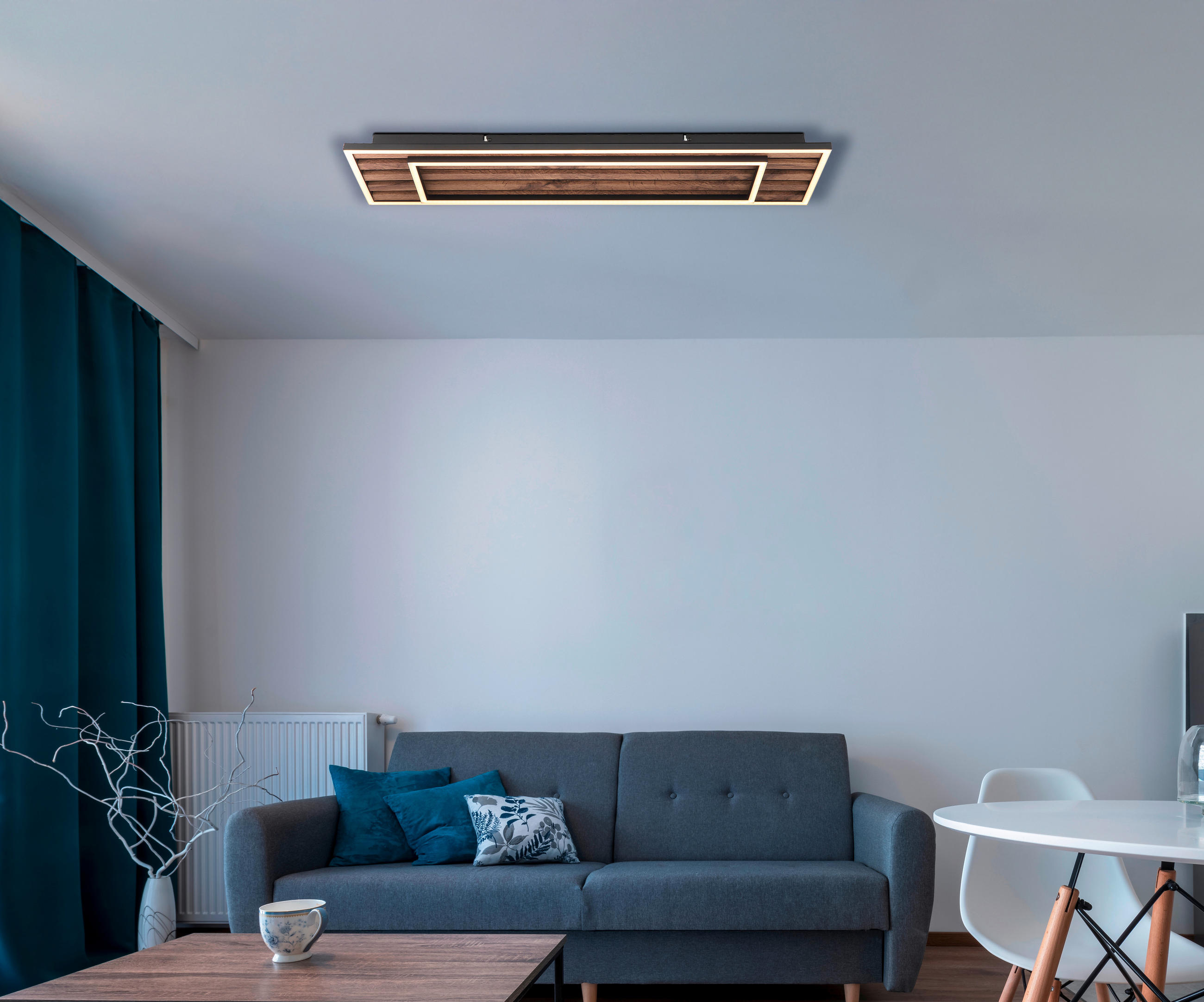 LED-DECKENLEUCHTE    80/20/6 cm  - Weiss/Dunkelbraun, Natur, Holzwerkstoff/Kunststoff (80/20/6cm) - Globo