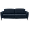 3-SITZER-SOFA in Echtleder Dunkelblau  - Schwarz/Dunkelblau, Natur, Leder/Metall (222/81/110cm) - Valdera