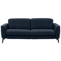 3-SITZER-SOFA in Echtleder Dunkelblau  - Schwarz/Dunkelblau, Natur, Leder/Metall (222/81/110cm) - Valdera
