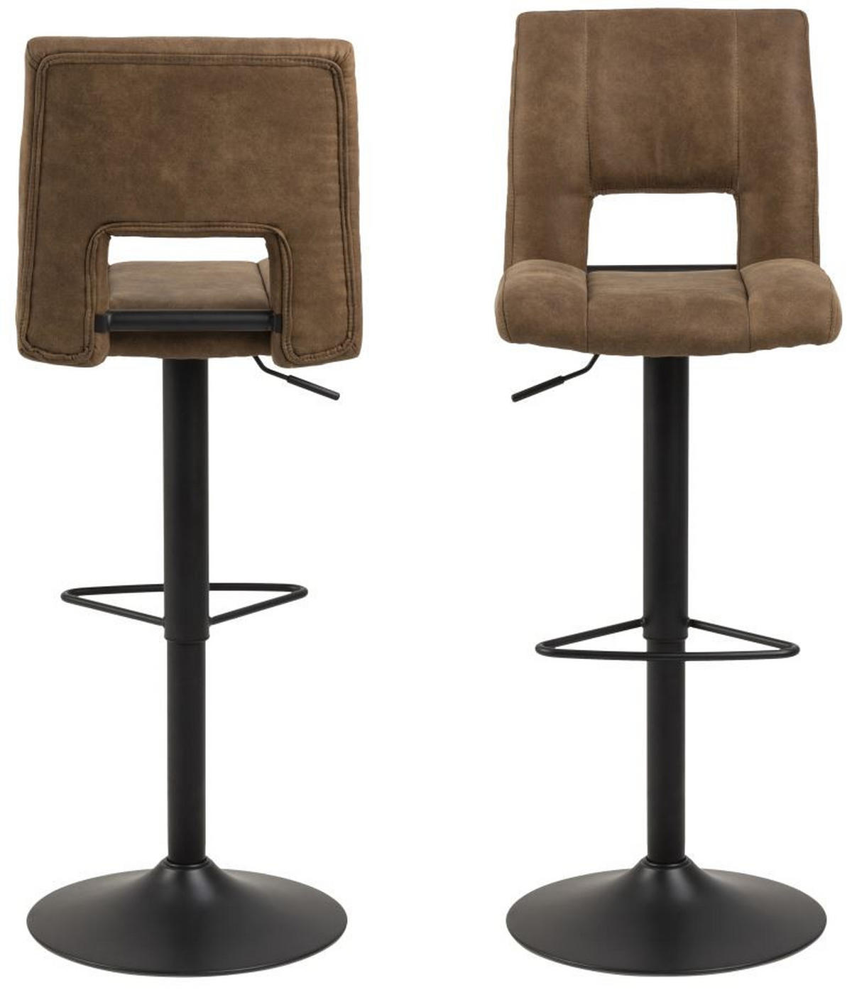 BARSKI STOL, svetlo rjava  - svetlo rjava/črna, Design, kovina/tekstil (41,5/94-115/52cm) - Hom`in