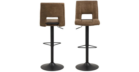 BARHOCKER in Metall, Textil Hellbraun - Hellbraun/Schwarz, Design, Textil/Metall (41,5/94-115/52cm) - Carryhome