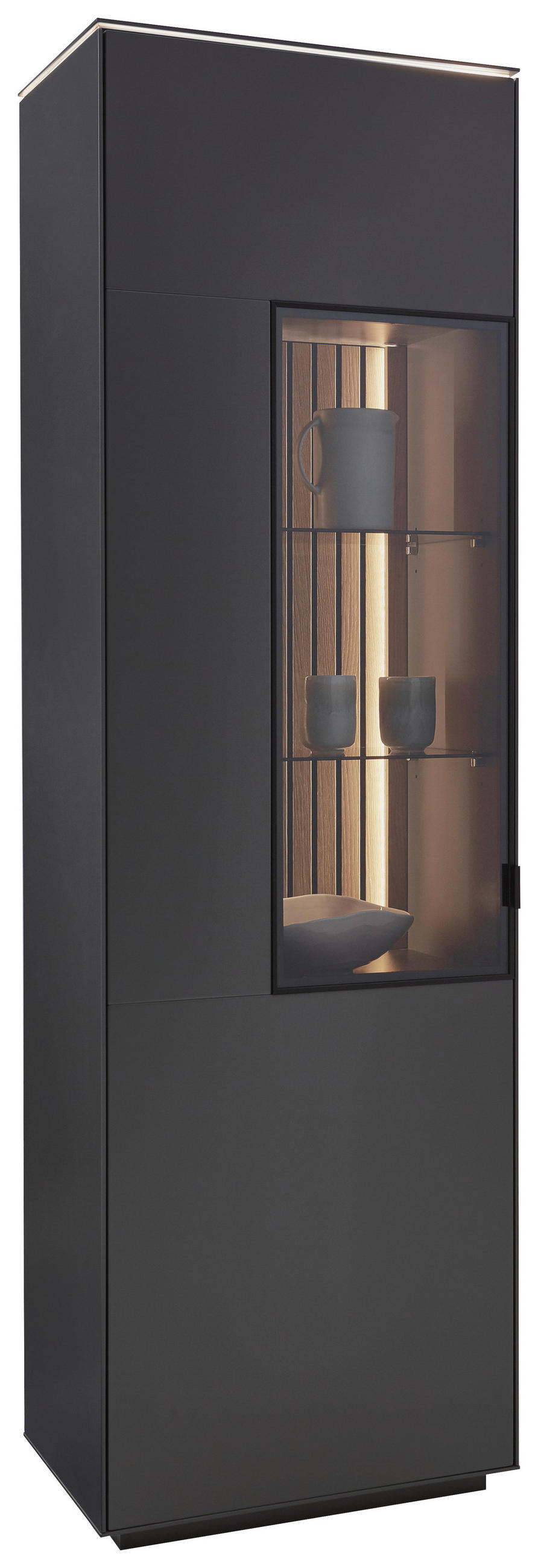 VITRINE in Eiche Anthrazit  - Anthrazit/Schwarz, Design, Glas/Holz (60,8/198,6/40cm) - Dieter Knoll