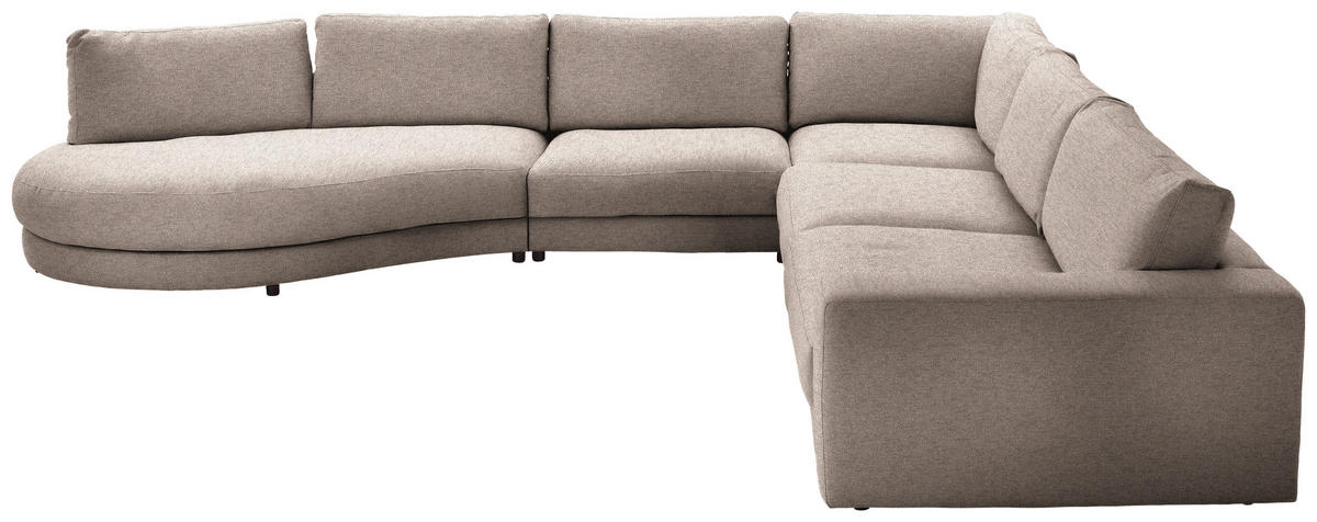 ECKSOFA Flachgewebe Taupe  - Taupe/Schwarz, Design, Kunststoff/Textil (425/365cm) - Lomoco