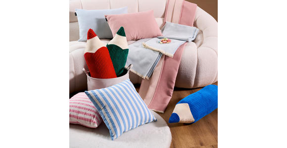 ZIERKISSEN  45/45 cm   - Weiß/Hellblau, Design, Textil (45/45cm) - Esposa