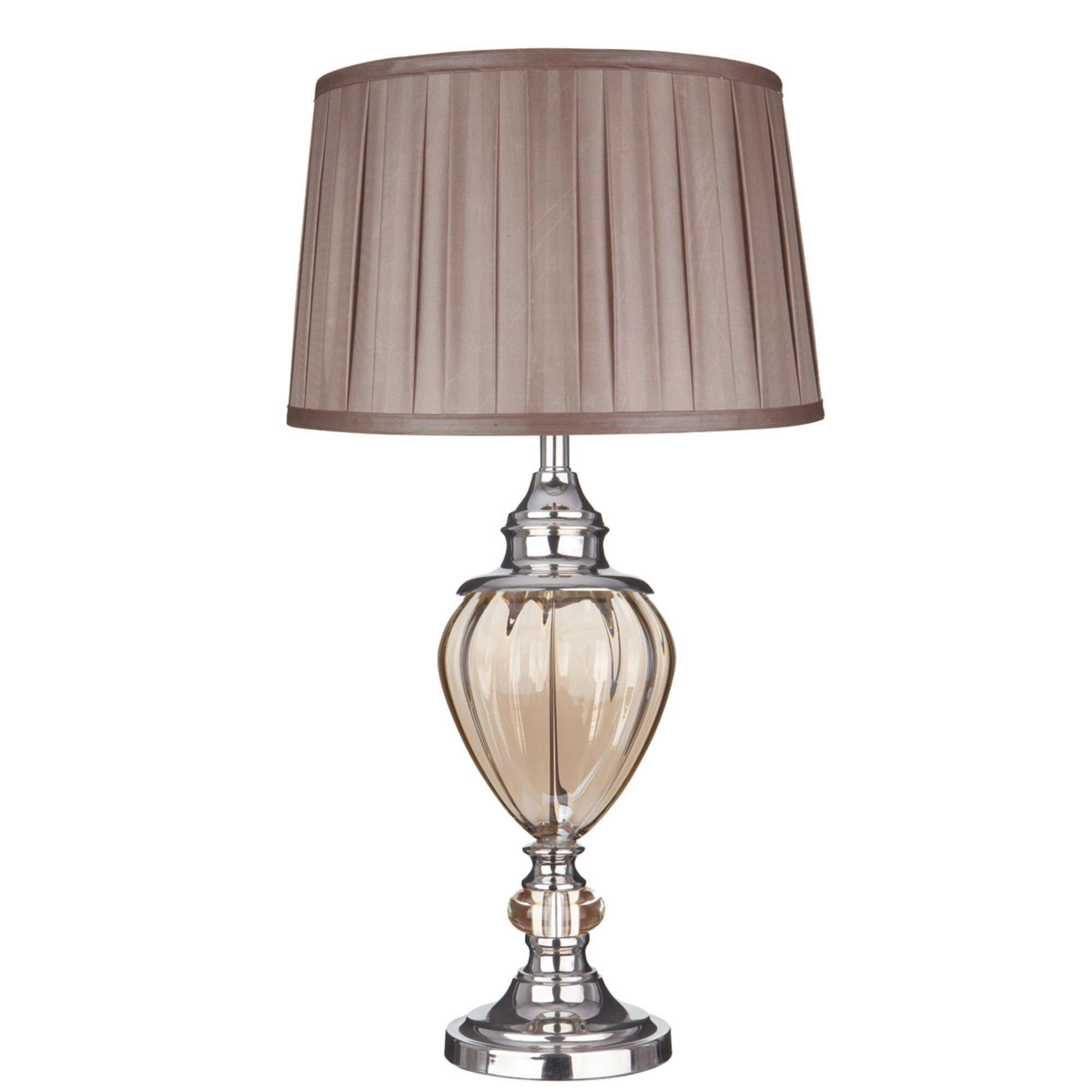 BORDSLAMPA Greyson 38/68 cm   - brun/kromfärg, Design, metall/glas (38/68cm)