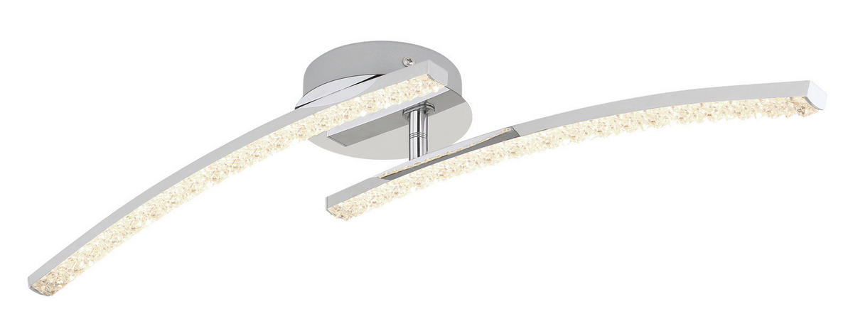 LED MENNYEZETI LÁMPA - krómszínű, Design, műanyag/fém (59/12/10.5cm)