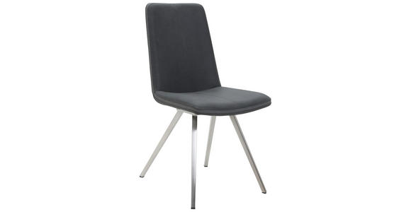 STUHL Anthrazit, Edelstahlfarben, Grau - Edelstahlfarben/Anthrazit, Design, Textil/Metall (45/92/63cm) - Voleo