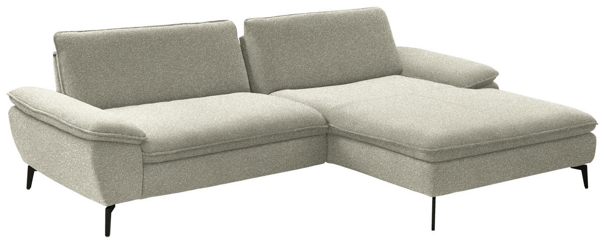ECKSOFA in Webstoff Beige  - Beige/Schwarz, Design, Textil/Metall (295/197cm) - Valdera