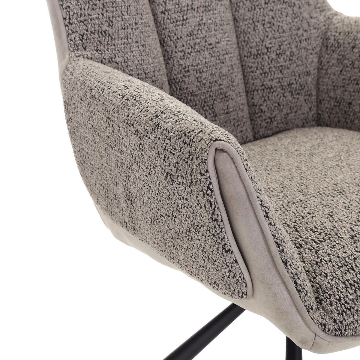 ARMLEHNSTUHL  Wippfunktion, Sitzfläche 360° drehbar, automatische Rückholfunktion Chenille, Mikrofaser  Taupe  - Taupe/Schwarz, Design, Textil/Metall (62/87/64cm) - Novel