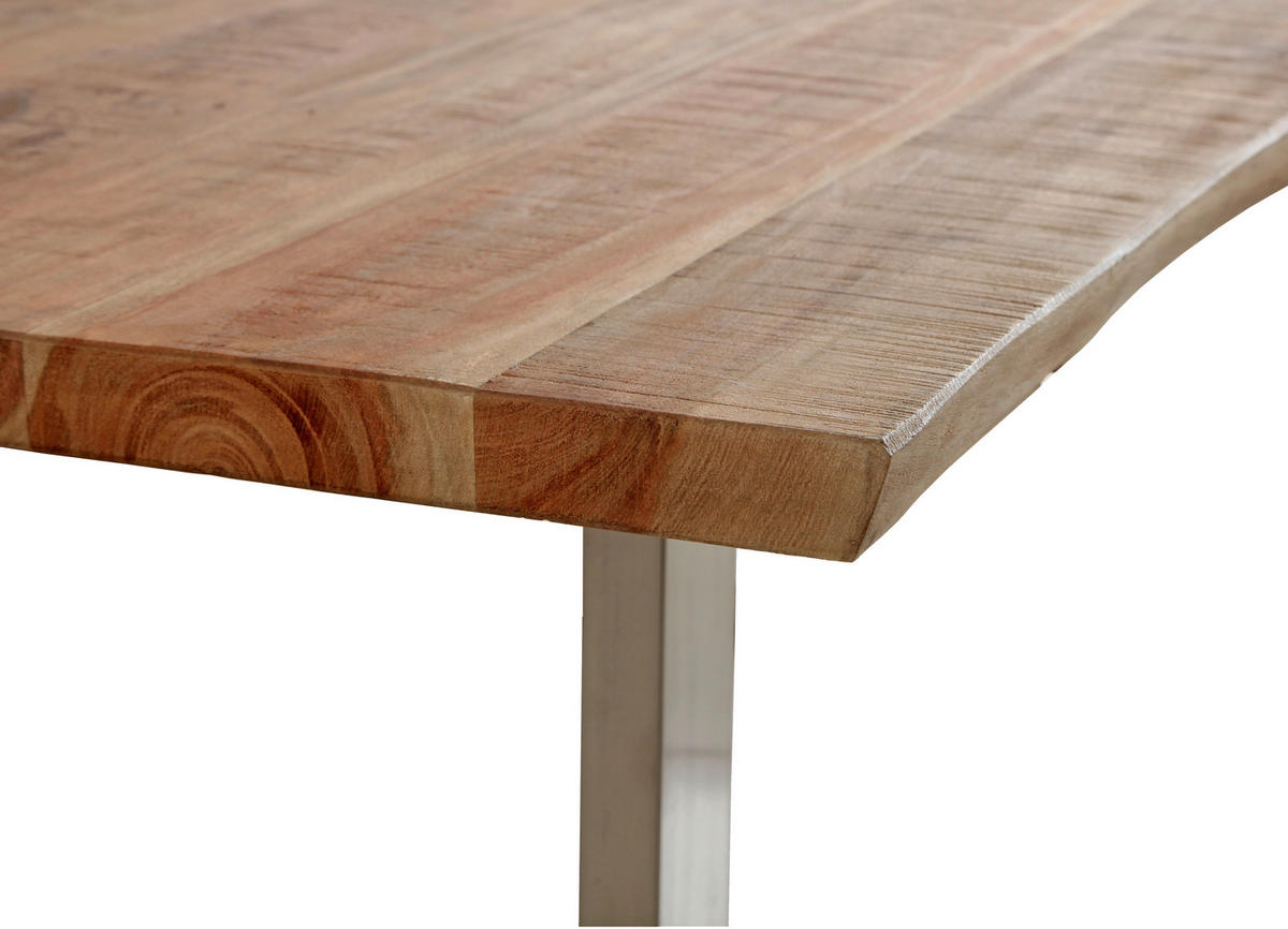 COUCHTISCH Akazie Hartholz 118/70/45 cm Akaziefarben, Edelstahlfarben  - Edelstahlfarben/Akaziefarben, Natur, Holz/Metall (118/70/45cm) - Landscape