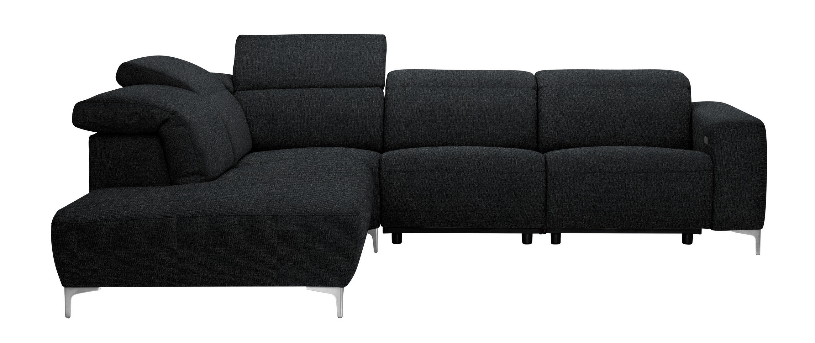 ECKSOFA Anthrazit Flachgewebe  - Anthrazit/Schwarz, Design, Textil/Metall (238/290cm) - Pure Home Lifestyle