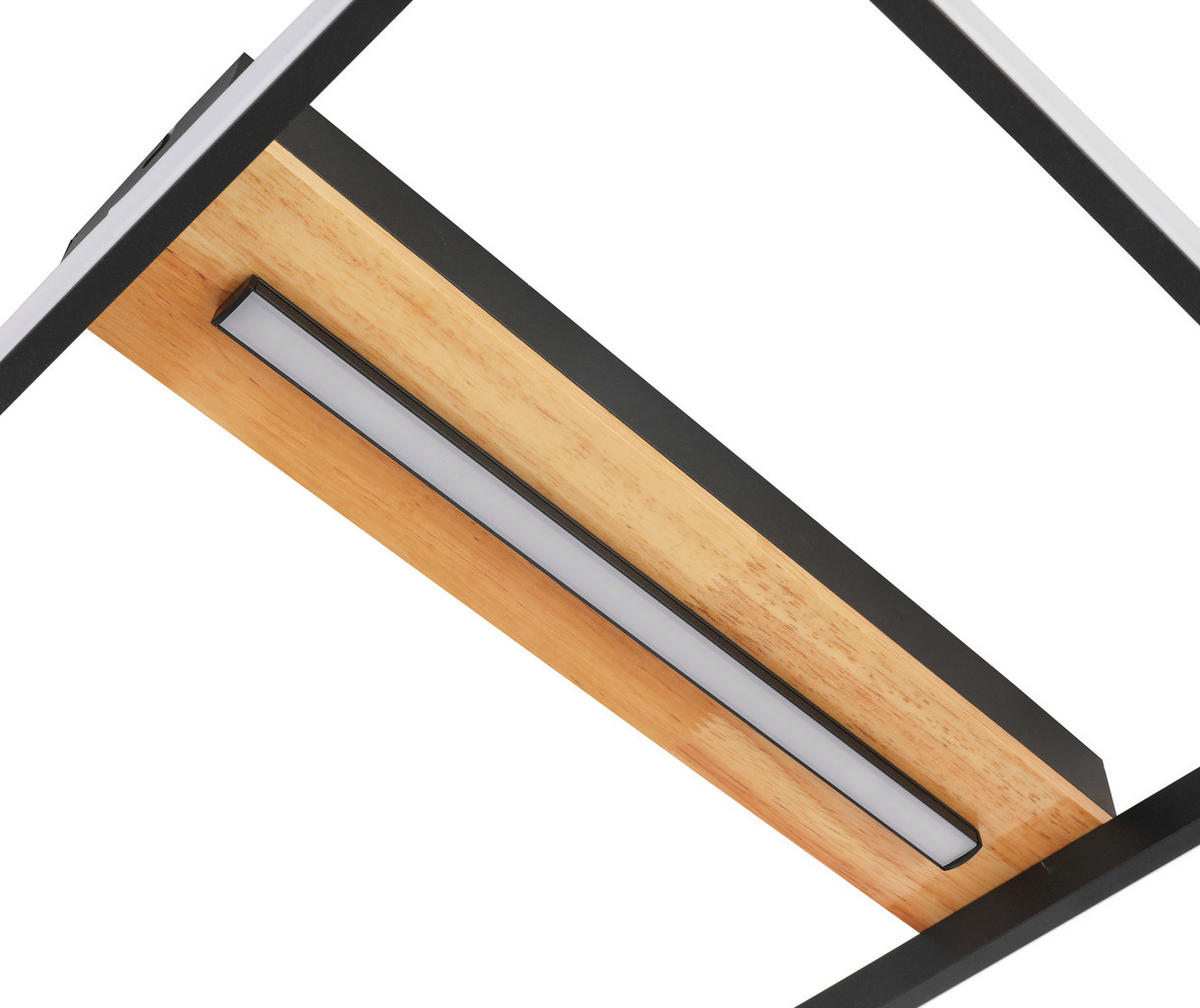 LED MENNYEZETI LÁMPA - fekete/tölgyfa, Basics, műanyag/fa (39/39/6cm) - Novel