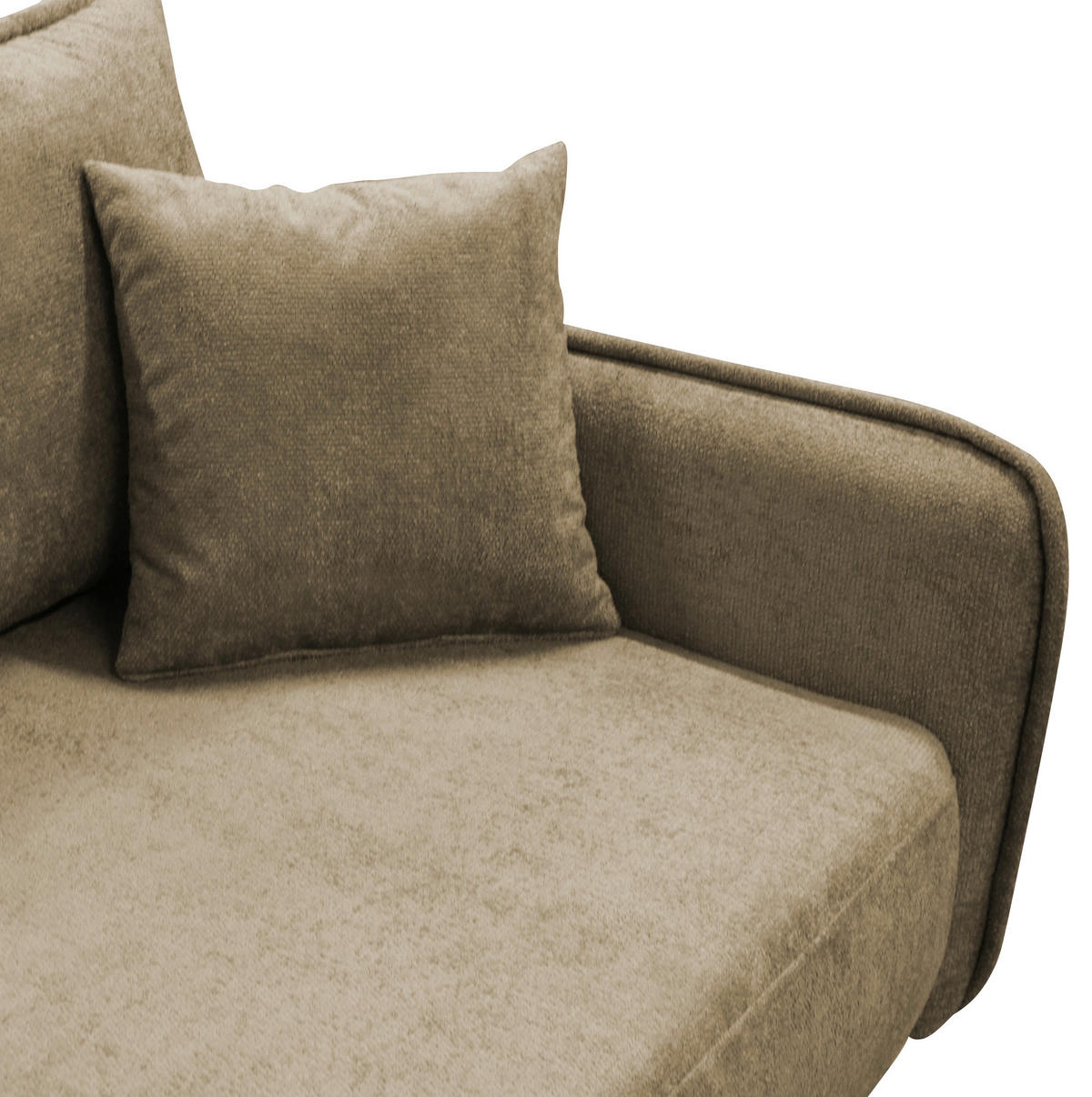 ECKSOFA MURANO Beige Chenille Zierkissen, Rückenkissen, Bettkasten  - Beige/Schwarz, Design, Holz/Textil (167/242cm) - MID.YOU