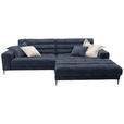 ECKSOFA Badia in Flachgewebe Dunkelblau  296/207 cm  - Schwarz/Dunkelblau, Design, Textil/Metall (296/207cm) - Dieter Knoll