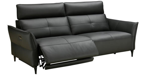 2-SITZER-SOFA  in Echtleder Schwarz   - Schwarz, Design, Leder/Metall (191/98/101cm) - Novel