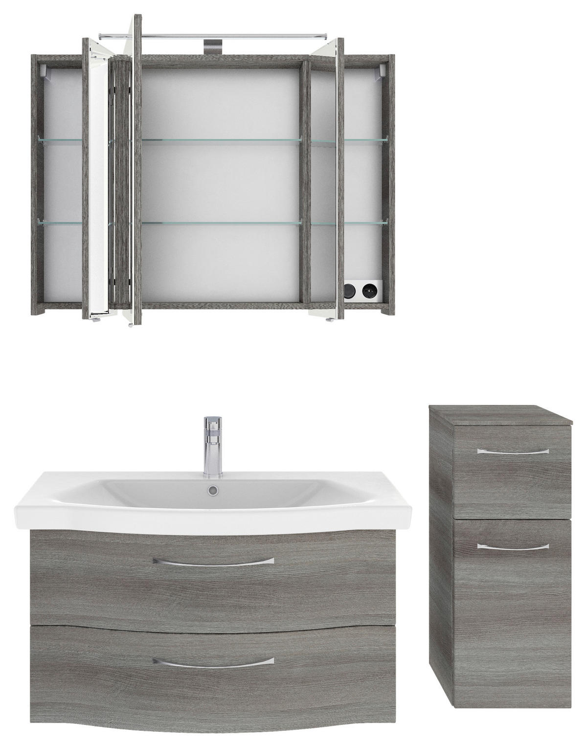 BADEZIMMER 4-teilig  in 128 cm  - Chromfarben/Graphitfarben, KONVENTIONELL, Glas/Keramik (128cm) - Pelipal