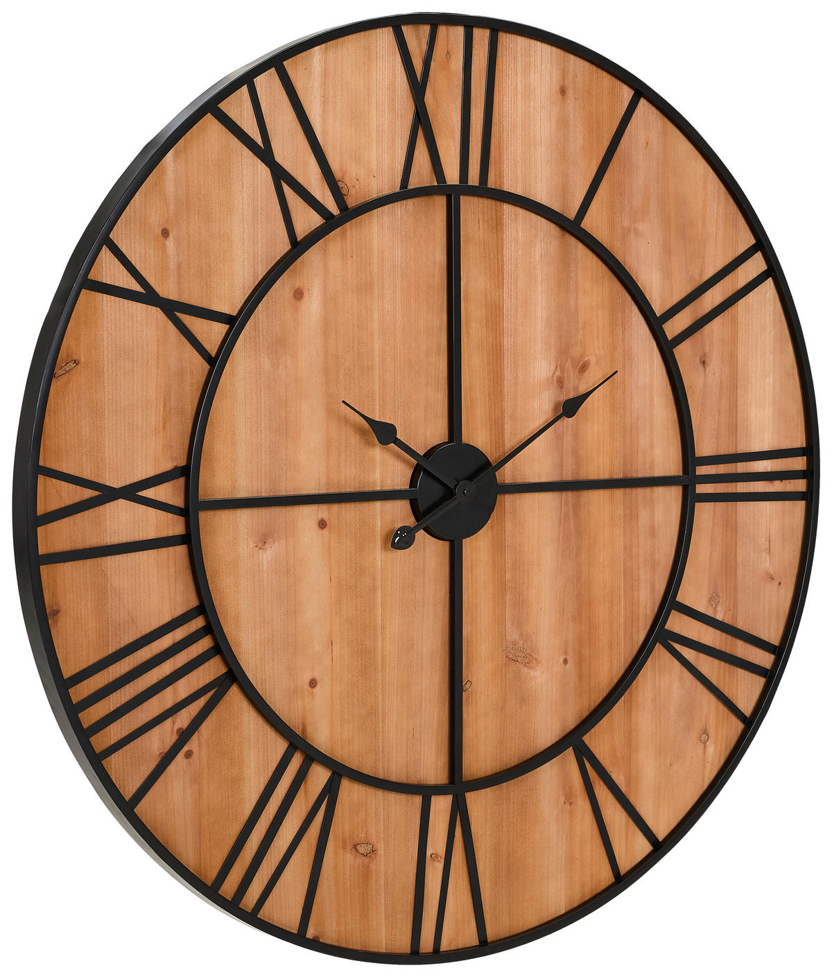 WANDUHR Naturfarben, Schwarz 96/96/3 cm  - Schwarz/Naturfarben, Design, Holzwerkstoff/Metall (96/96/3cm) - MID.YOU