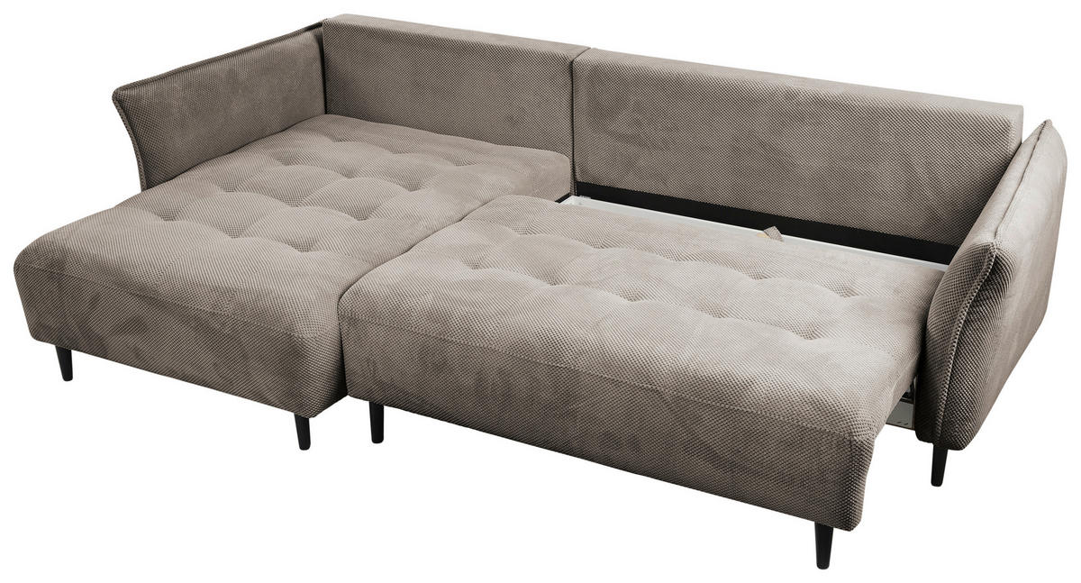 ECKSOFA in Chenille Taupe  - Taupe/Schwarz, Modern, Textil/Metall (200/285cm) - MID.YOU