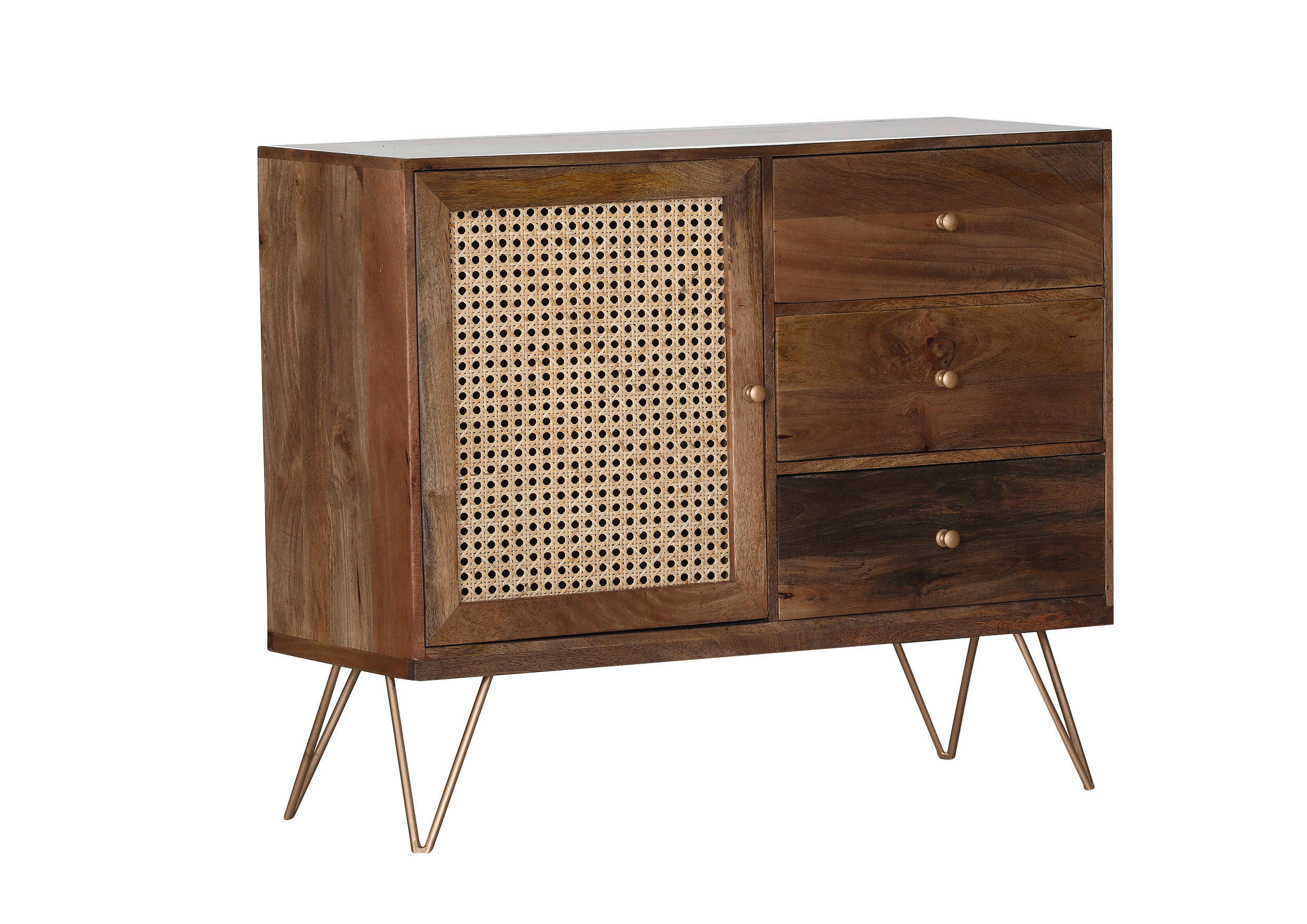 SIDEBOARD WIENER GEFLECHT  in 105/88/43 cm  - Goldfarben/Braun, LIFESTYLE, Holz/Metall (105/88/43cm) - Landscape