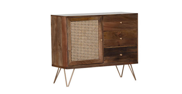 SIDEBOARD WIENER GEFLECHT in 105/88/43 cm - Goldfarben/Braun, LIFESTYLE, Holz/Metall (105/88/43cm) - Landscape